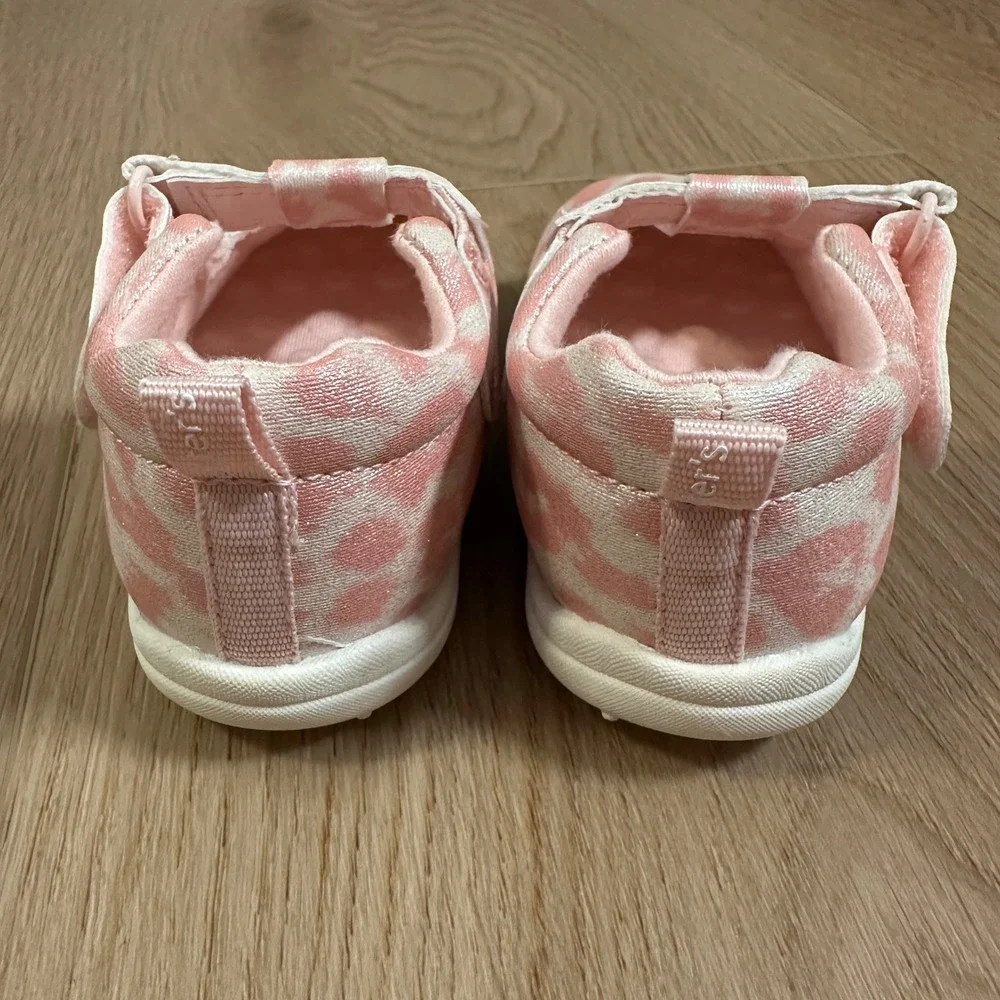 Carters Maggie Pink Leopard Glitter Mary Jane Sneakers Baby Girls Size 3M